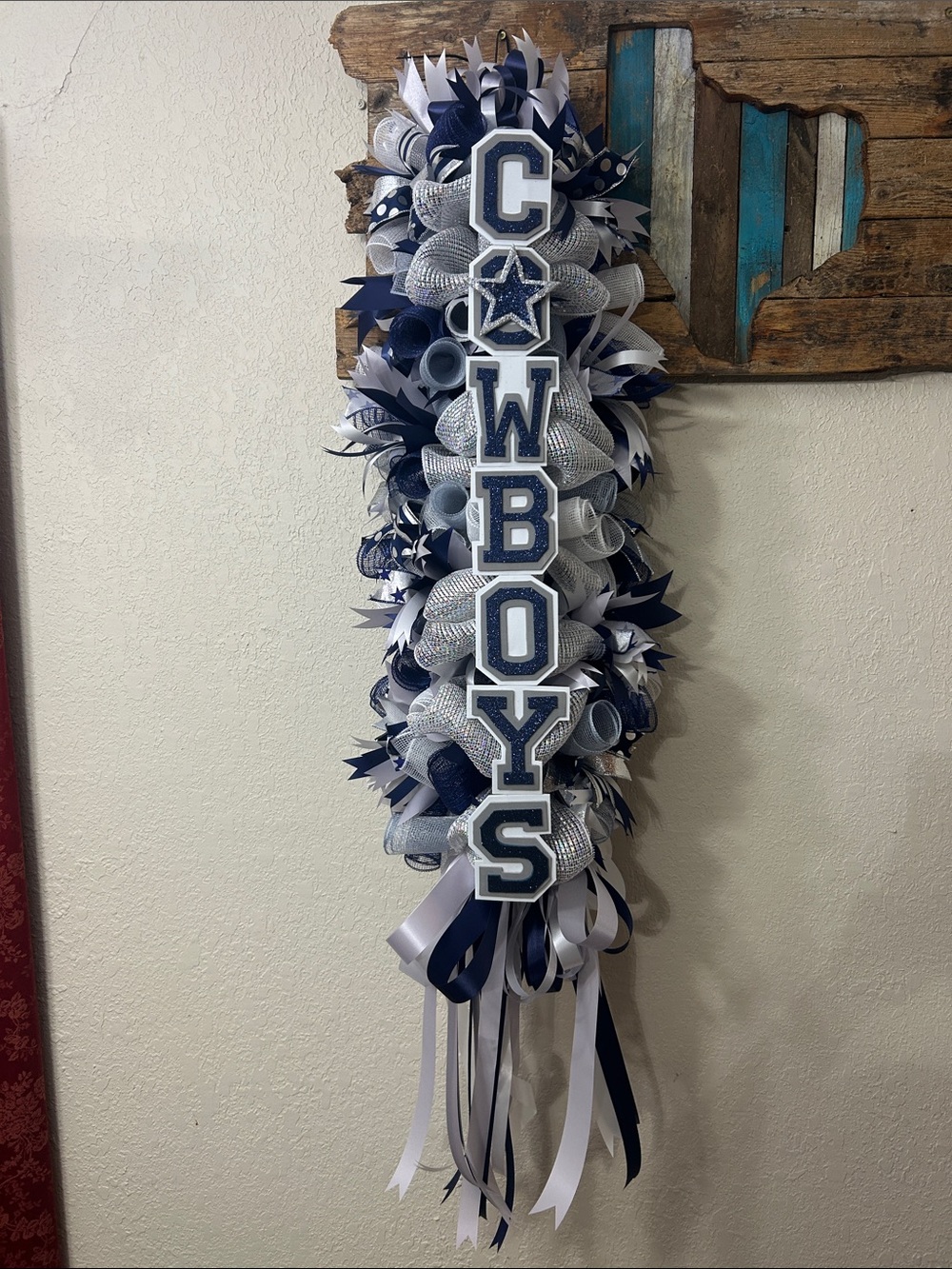 Handmade Dallas Cowboys Navy and White Home decor/ wreath